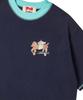 BEYOND CLOSET [Collection Line] Hand-Print Detail Cotton Short Sleeve T-Shirt Navy