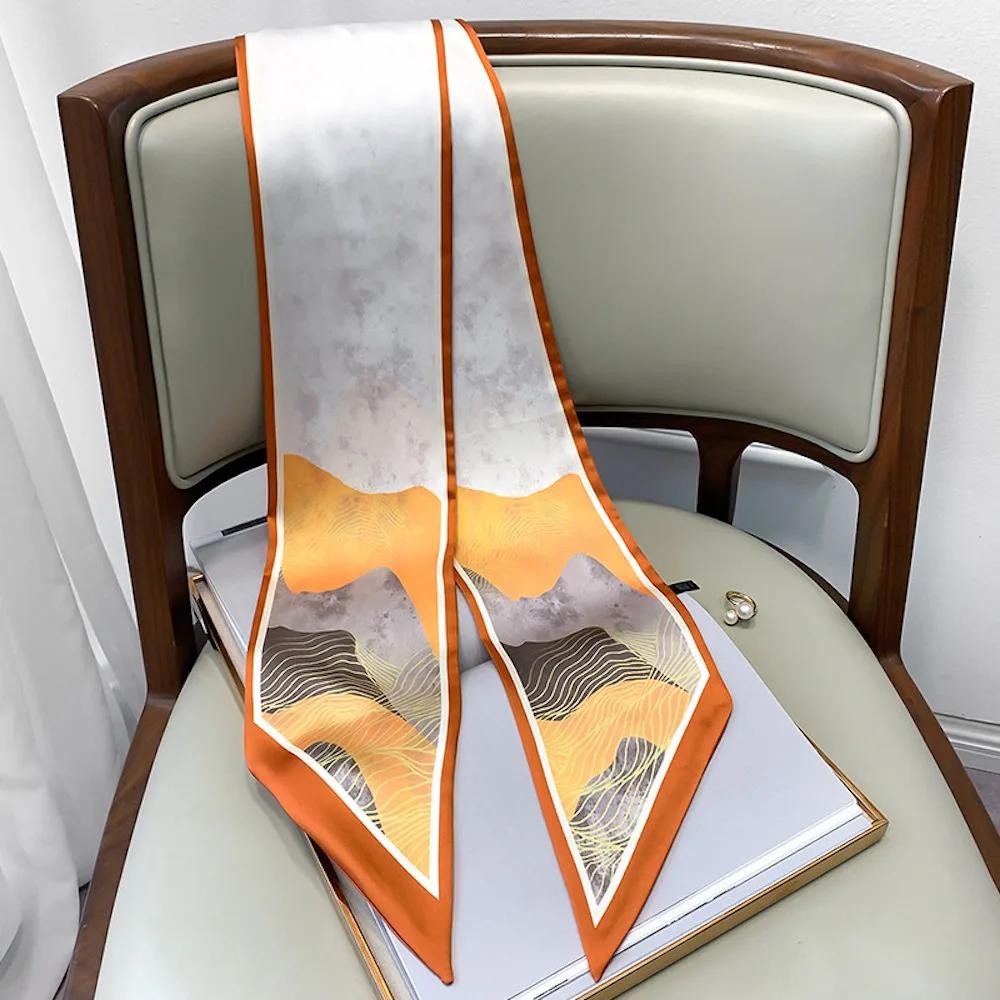 Long Silk Scarf Bag Tie Lady Neck Skinny Scarves Hairband Foulard Horse Print Brand Lady Neckerchief Ribbon  Spring New
