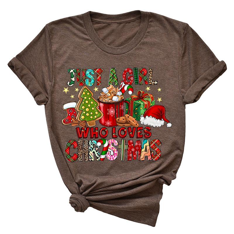 Christmas Printed Fashionable Women's T-shirt Christmas Trend Pure Cotton Casual Sportswear T-Shirts Women’s