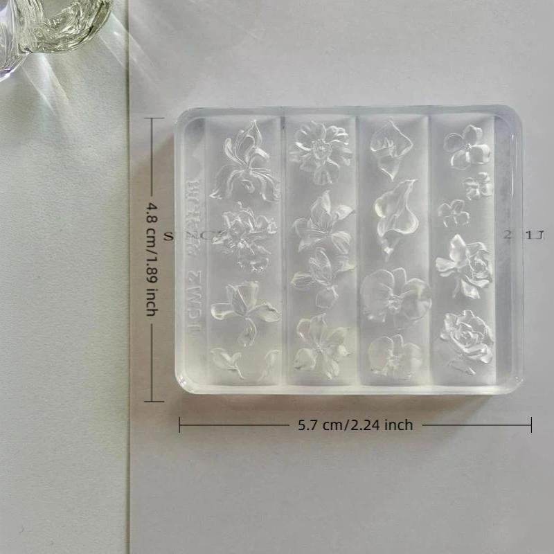 Silicone Nail Art Relief Mold 1Pcs 3D Flower Rose Butterfly Orchid Petal Pattern Reusable for UV Resin Nail Decor Craft