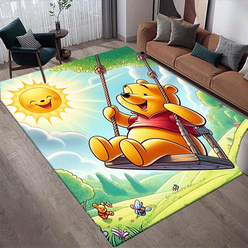 1pc Winnie The Pooh Pattern Area Rug Soft Flannel Floor Mat for Living Room,Office,Bedroom and Carpet