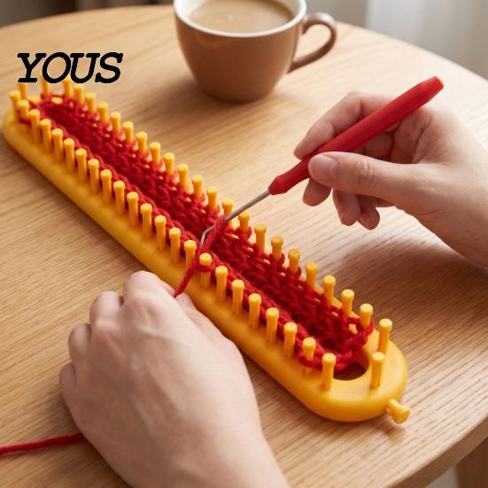 Knitting Accessories Loom Set with Crochet Hook, Needle, Plastic Round Rectangular Yarn Weaving Kit, Beginner for DIY Hat Scarf Shawl Sweaters