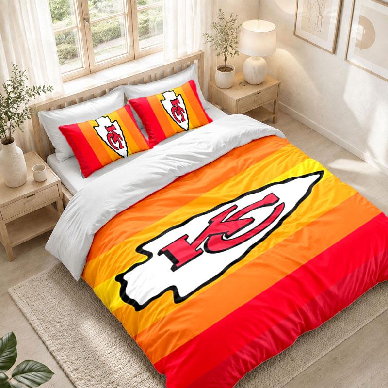 Bedding Set 1 Duvet Cover 2 Pillowcases Kansas City Chiefs Print Bedroom Home Decoration