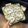 71Cm New Chinese Simulation Silk Square Scarf Soft and Skin-friendly Ink Flower Rhyme Printing Silk Scarf Neck Sunscreen Small Scarf