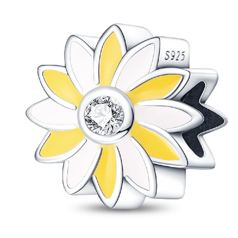 Suitable For Pan Original Braceletcopper Colorful Flowers Gemstone Butterfly Spring Charm Beads Exquisite Diy Jewelry