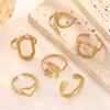 Stainless Steel Gold Color Rings Women Trendy Heart Moon Star Snake Open Rings Geometric Zircon Birthday Gift Wholesale