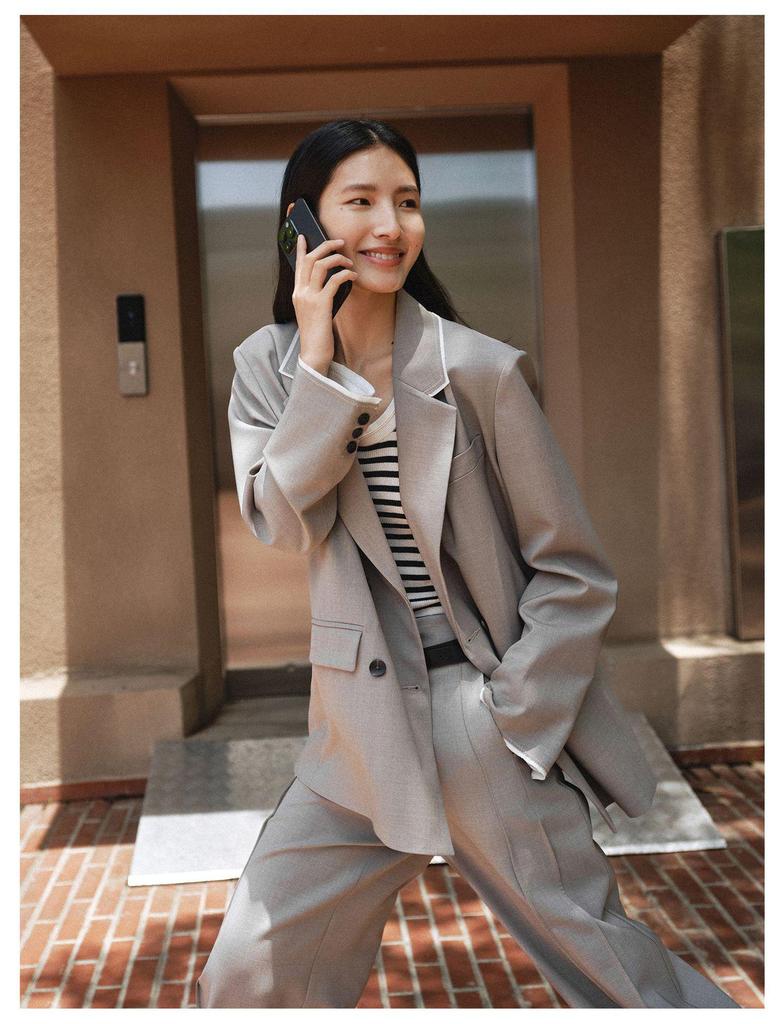 2026 Spring Women's Wool Blend Lapel-less Suit Jacket: Timeless, Elegant, Formal Wear