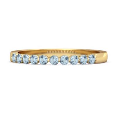 Blue Topaz Half Eternity Design Band Ring -925 Sterling Silver Gold Vermeil