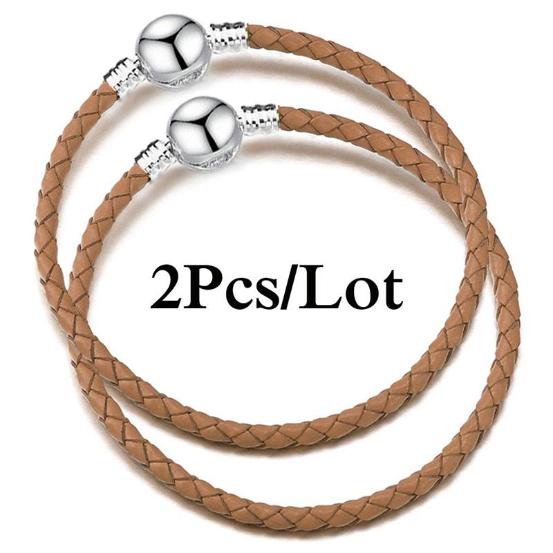 2 szt./partia Specjalna Oferta Skórzane Bransoletki Łańcuszkowe Pasują do Ręcznie Robionych Koralików Bransoletki z Charmsami Dla Par Pulsera Biżuteria Dla Kobiet Mężczyzn Hurtownia