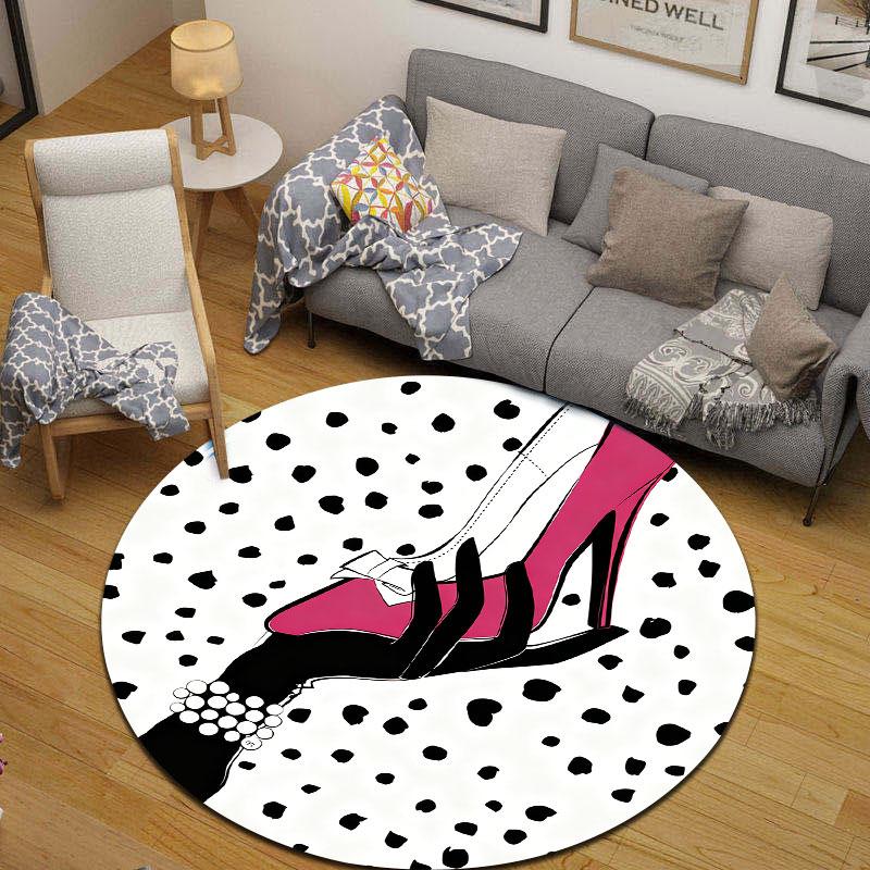 Geometric Pattern Round Area Rug, Modern Abstract