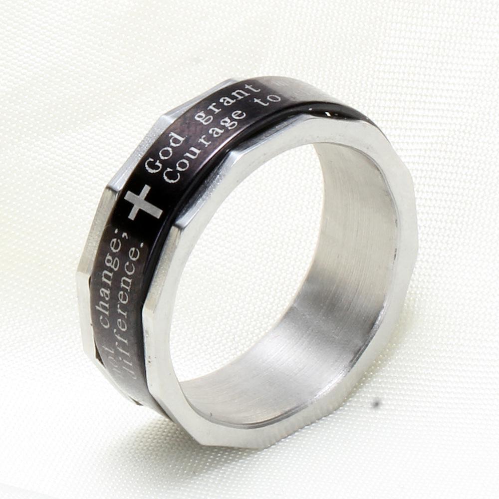 8MM Roterande Kors Rostfritt Stål Ring Minimalistiska Mode Smycken för Män Kvinnor