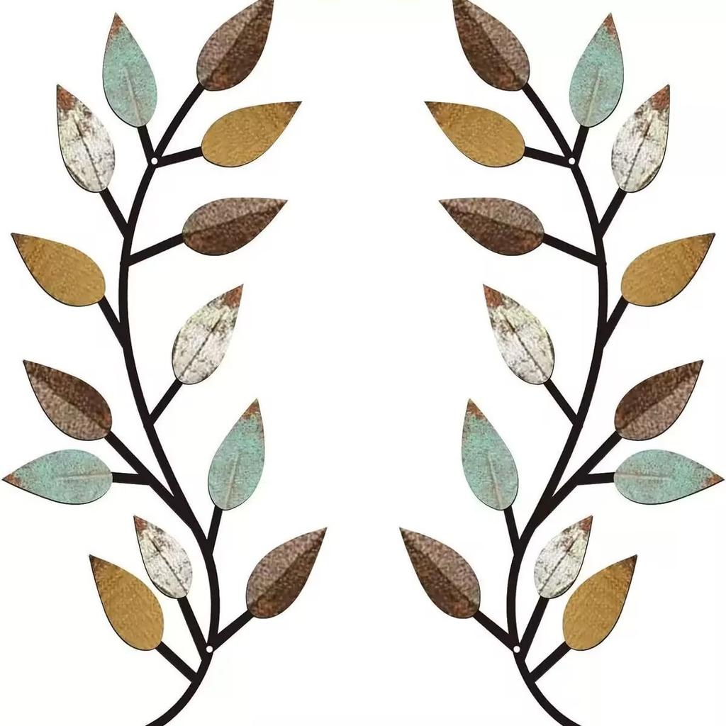 2 Pezzi Decorazione Murale Foglia d'Albero in Metallo Ramo d'Olivo Foglia Arte Murale Soggiorno, Corridoio Decorazione Murale Decorazione Esterna
