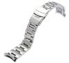 [BASIS+] Watch Strap 3-Row Bow Clip Solid Stainless Steel Bracelet Replacement (22mm, Silver)