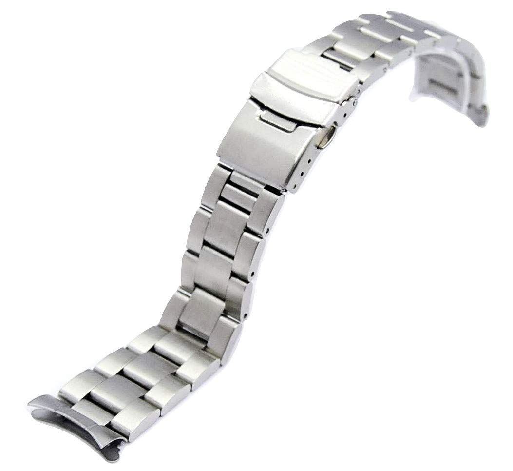 

[BASIS+] Watch Strap, 3-Link Bow Ring, Solid Stainless Steel Bracelet Replacement (20mm, Silver)