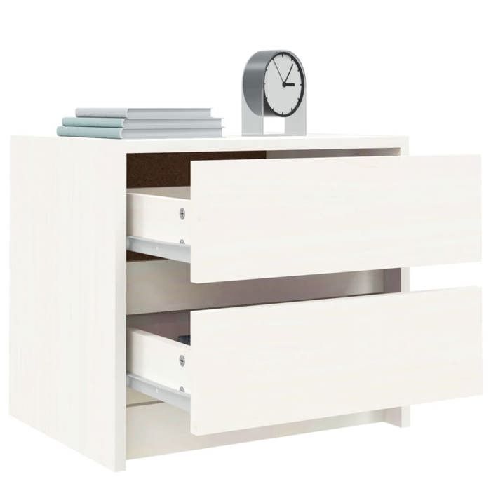 Maison Exclusive - White Bedside Table 40x31x35.5 Cm Solid Pine Wood