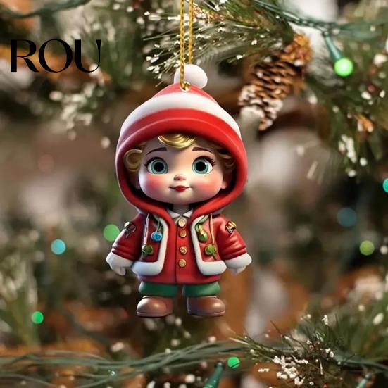 Ornamental Tree Decorations Christmas Ornaments Cartoon Snowman/Santa Xmas Hanging Decoration Holiday Unique Gifts Acrylic Decor for Valentine's