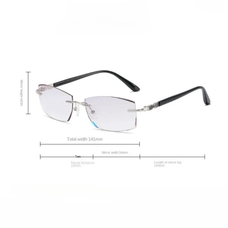 Diamond Trimming Rimless Square Reading Eyewear Far Near Dual Purpose Women Eyeglasses Metal Frame Antifatigue Men Glasses