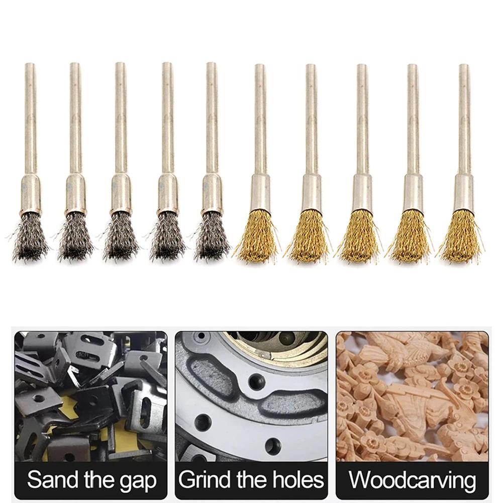 3mm Shank 49mm Length Rust Removal Wire Brushes Wire Brush Stainless Steel Removing Burrs Rotary Tool Rust Removal