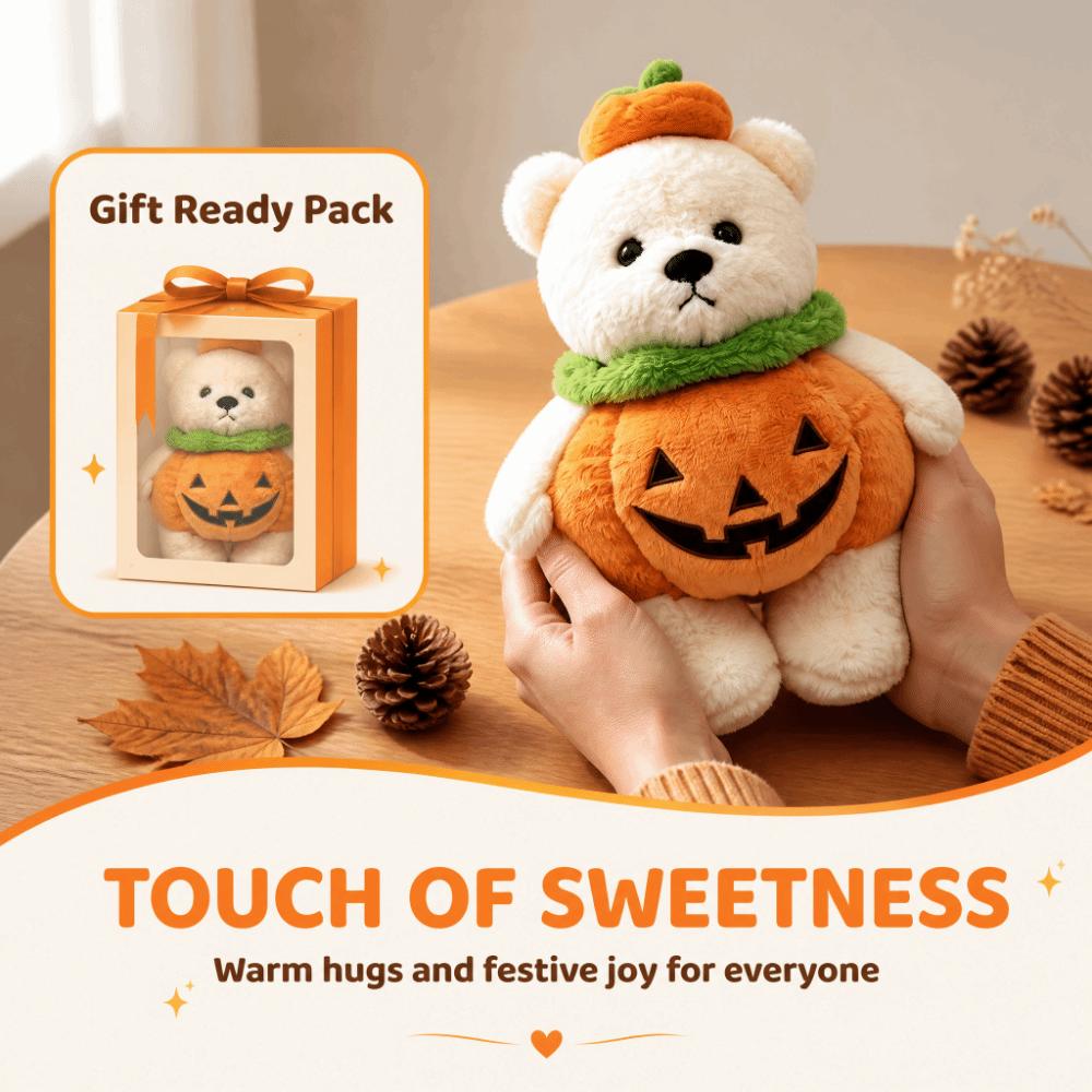 Super Soft Pumpkin Bear Plush Toy Pumpkin Fur Stuffed Animal Plush Pillow Plush Toy  Christmas