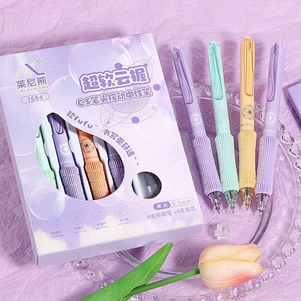 4PCS/Set CS Tip Neutral Pen 0.5mm Black Ink Signature Pens New Writing Tool  School Office
