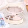 1pc Retro Oval Velvet Mini Portable Jewelry Box For Rings Earrings Bracelets Necklaces Zipper Jewelry Box (about 11*6CM)