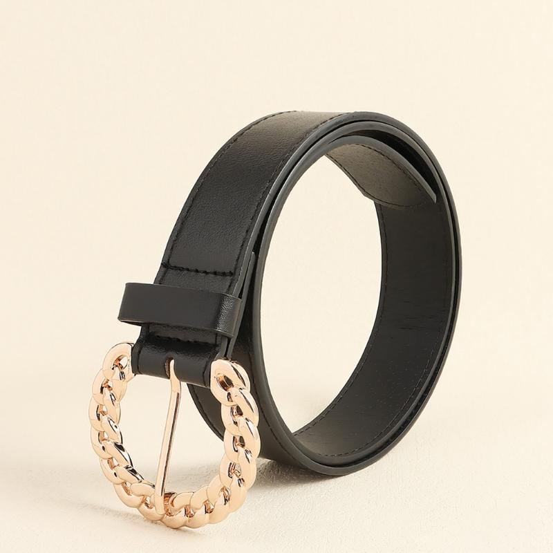 Stylish Buckles Belt Ladies Western Styles Waist Belt Durable Leather Waistband for Versatiles Styling