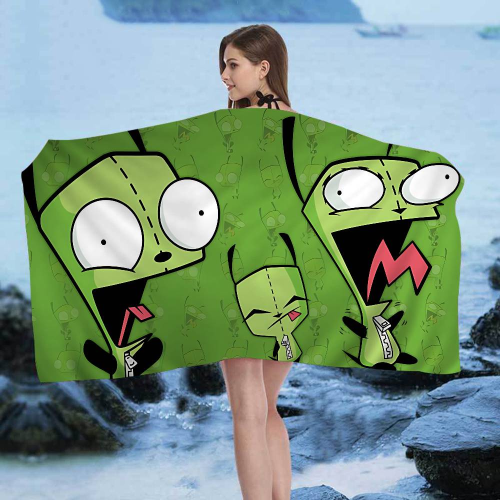 I-Invader Anime Z-ZIM Microfiber Printed Beach Towel Mountain Climbing Yoga Beach Swimming Running Absorbent Soft Towel