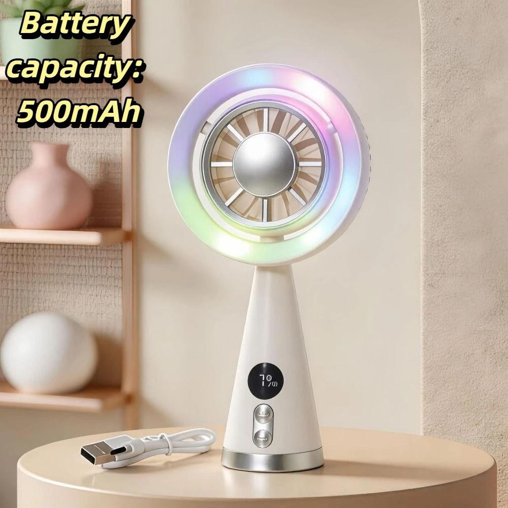Cooling Handheld Fan Compact USB Rechargeable Fan Wind Speed Checking Digital Display Fan  Summer