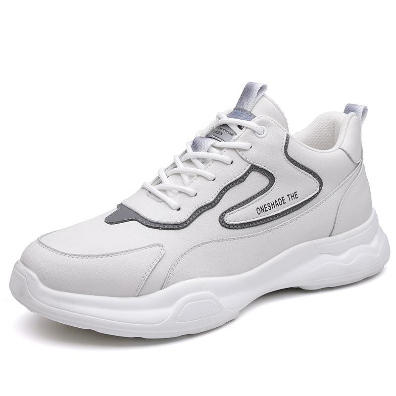 2024 Autumn and Winter New Men's Daily Casual Leather Shoes Men's Sports Style Lace-up White Shoes Lightweight Travel Shoes 2359