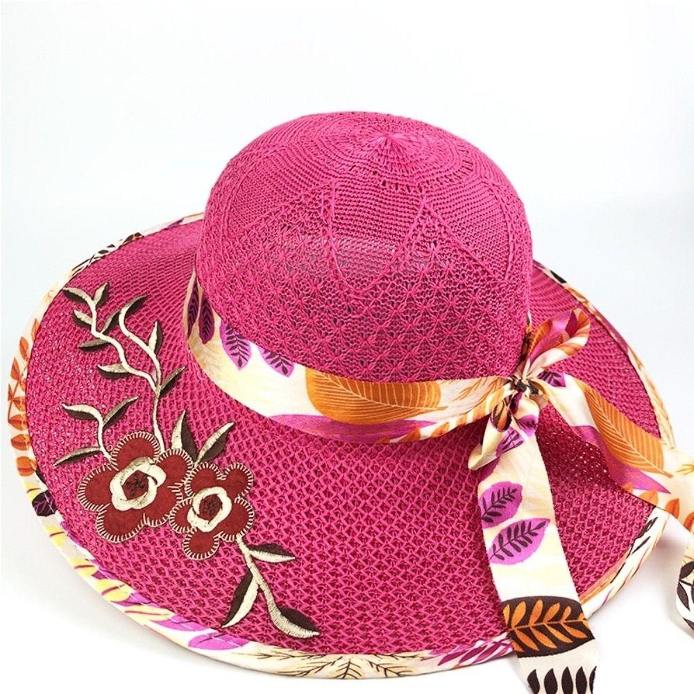 Foldable Straw Beach Cap Wide Brim Panama Hat New Sun Protection Hat  Women Summer