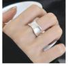 Matte Irregular Concave Wide Band Adjustable Ring Women Men Minimalist Modern Geometric Open Finger