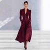 Elegant V-Neck Puff Sleeve Long Formal Dress Women Solid Color Satin Party Gown