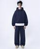 Prinoar [Set] String Oversized Two-Way Zip-Up Hoodie + Single-Pleat Wide Pants - Navy
