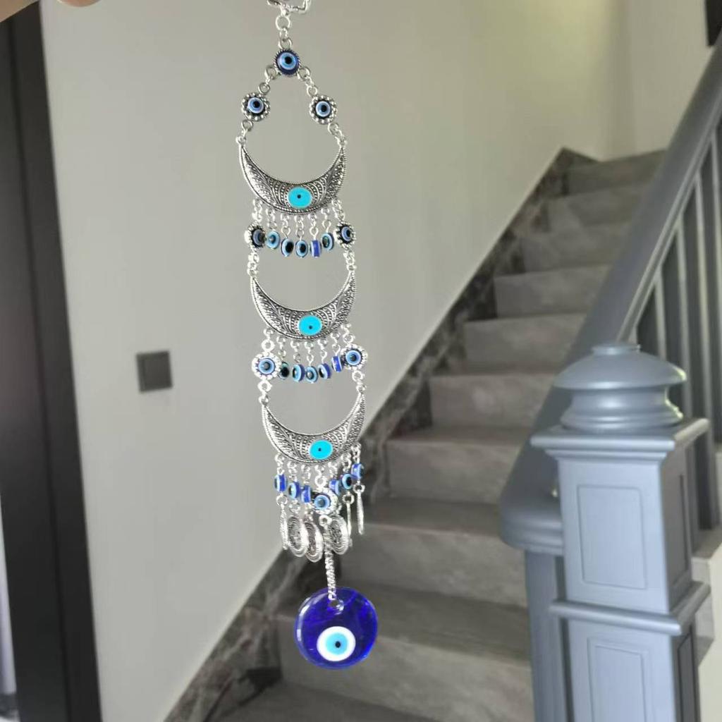 Clopoței de vânt cu ochi de demon, formă de lună, norocos, pentru mașina, casa și grădina, ornamente suspendate, ornament de perete, decor