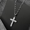 Shiny Hip Hop Zircon Cross Pendant Necklace for Women Stainless Steel Crystal Choker Christian Necklaces Jewelry Cruz Colgante