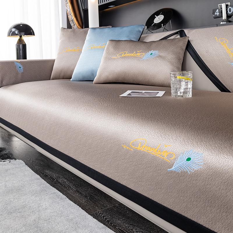 

Летняя подушка для дивана из ледяного шелка, летний нескользящий коврик, современный кожаный чехол для дивана в стиле люкс, подушка для сиденья, спинка, полотенце 70*70cm