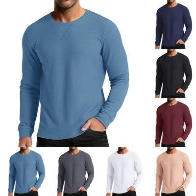 Men's Sporty Casual Round Neck Long Sleeve T-Shirt Knit Base Layer Top