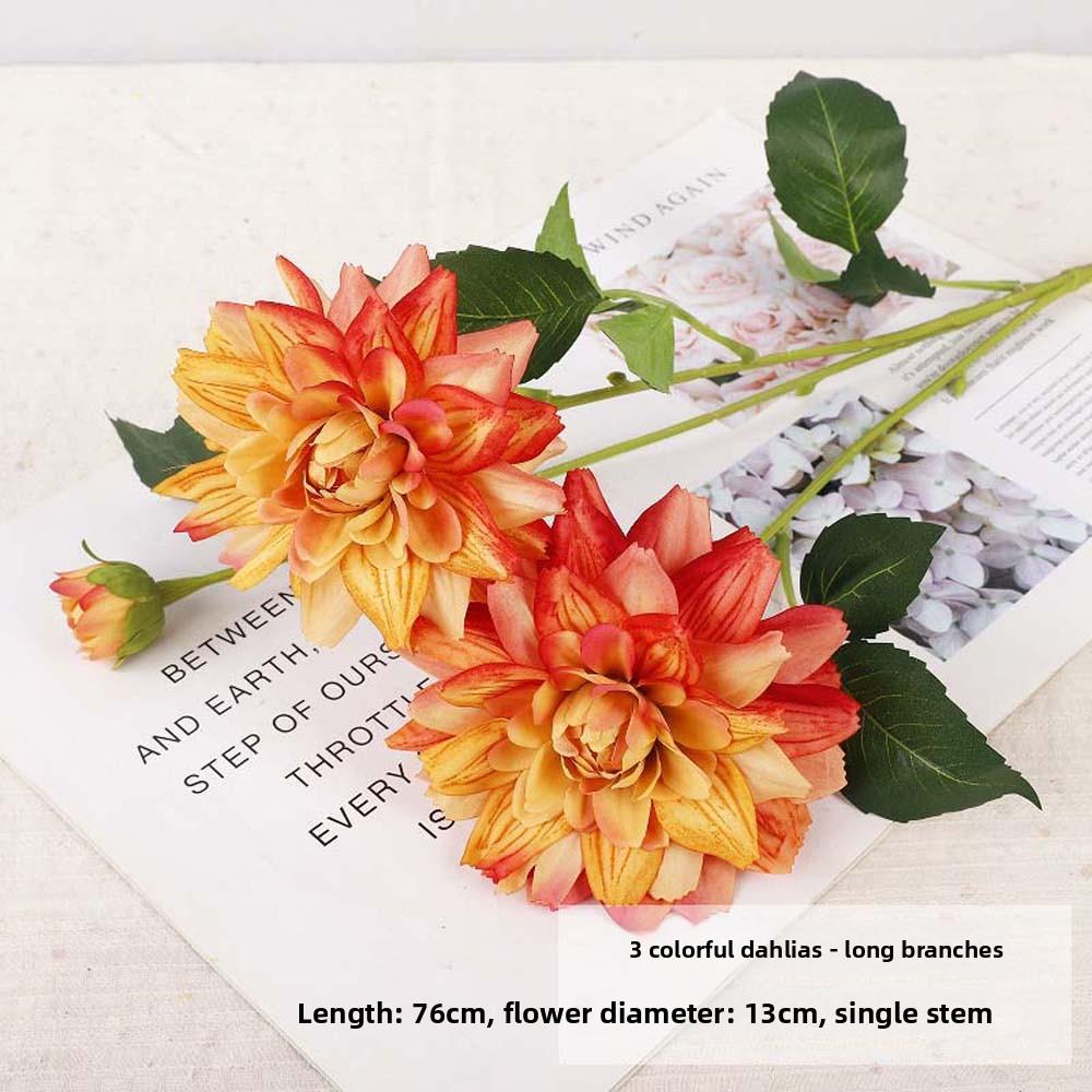 Realistic Simulation Big Dahlia Real Touch Faux Dahlia Branch Dining Table Decor