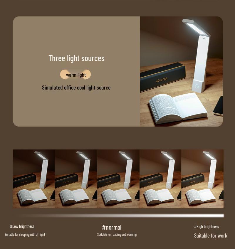 Foldable LED Desk Lamp, Plug-in & Rechargeable, Eye Protection for Kids' Reading & Writing