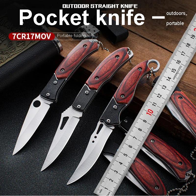 Folding Knife Stainless Steel - Multifunctional Mini Outdoor Knife, Portable Keychain Fruit Knife for Camping & Survival