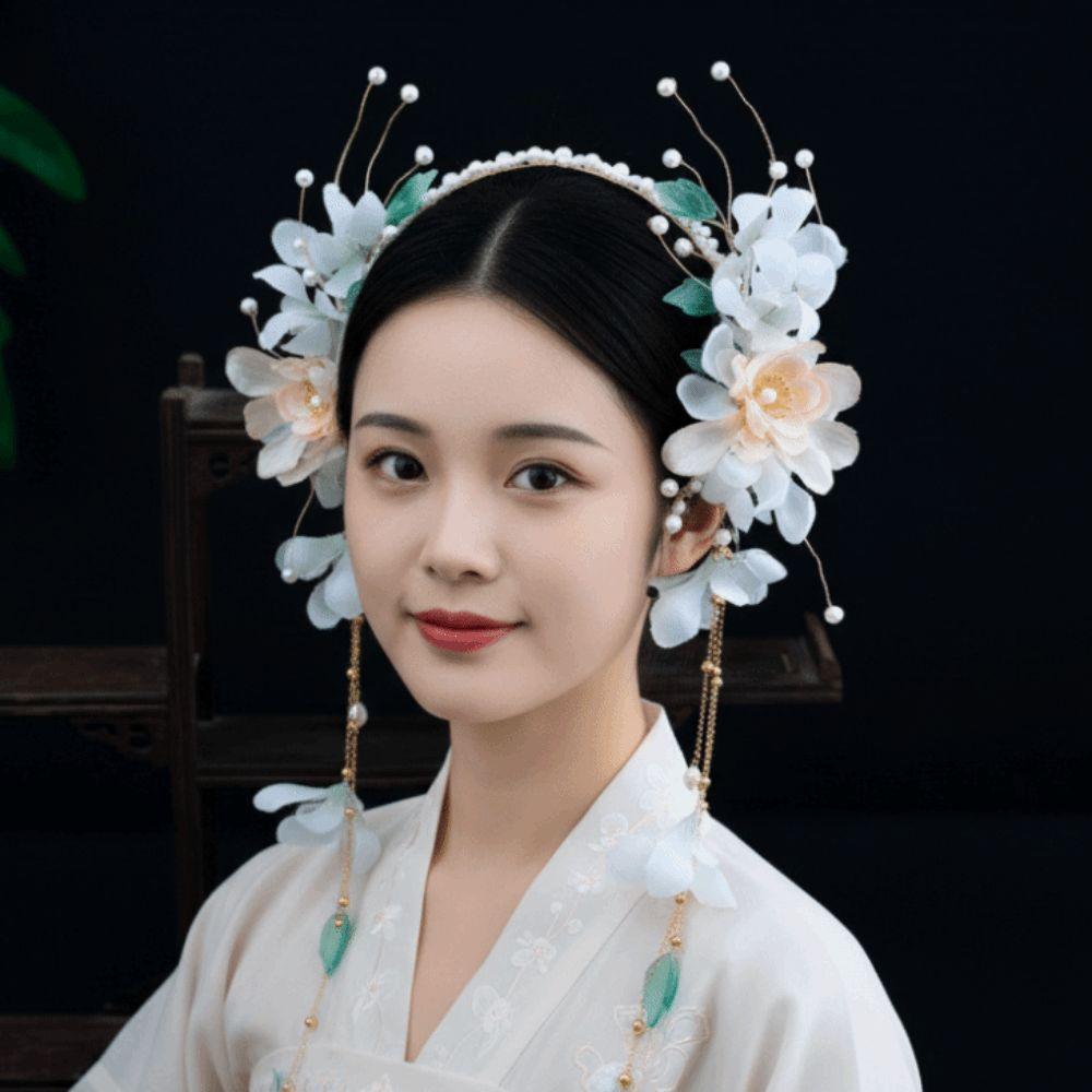 Crystal Chinese Ancient Hairband Beads Swaying Fairy Headwear Hanfu Tassel Hair Hoop  Cheongsam