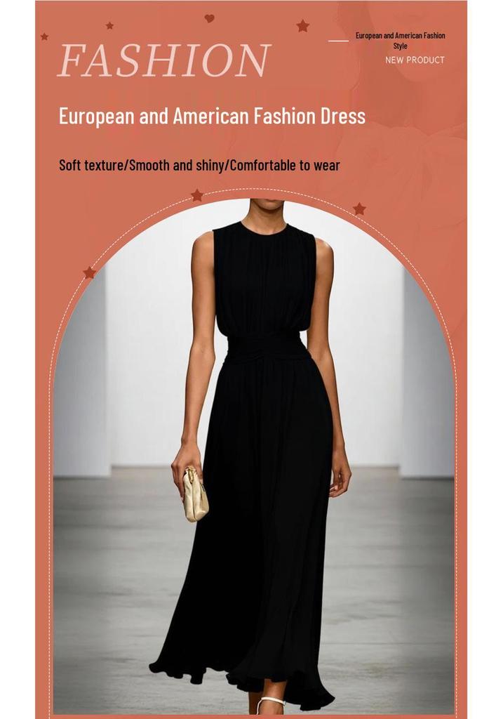 European & American Fashion Sleeveless Slim-fit Elastic Waist Dress - Soft & Comfortable 2026