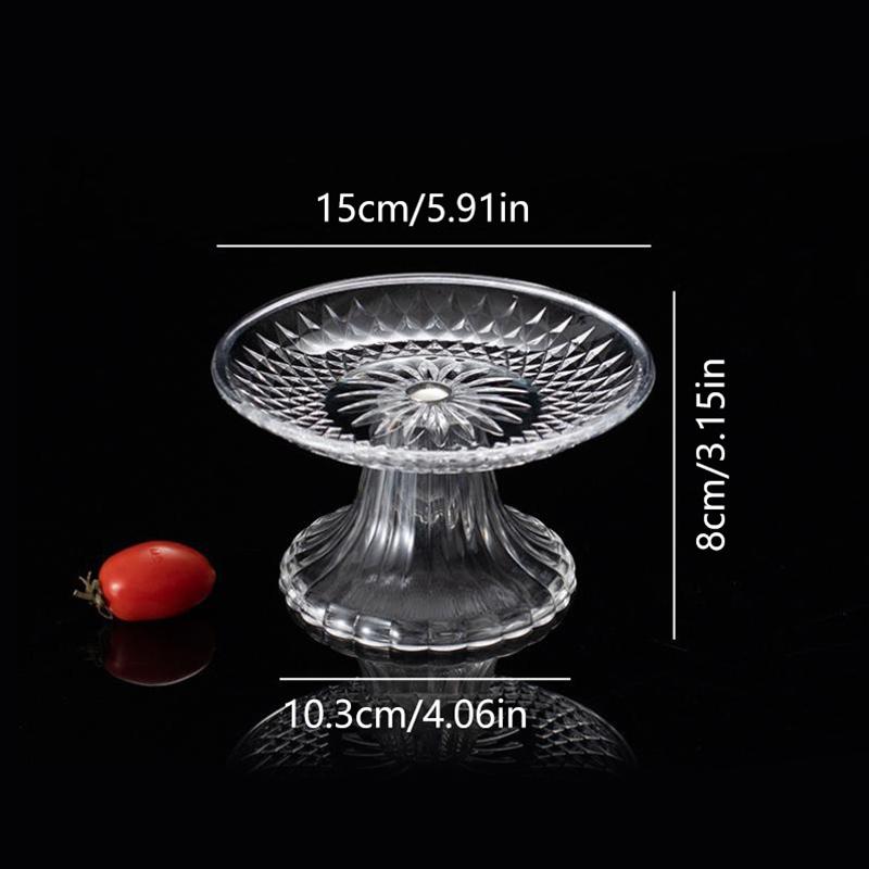 Acrylic Clear Serving Plates Fruit Dessert Salad Tray Cupcake Display Stand Round Dinner Plate Kitchen Supplies