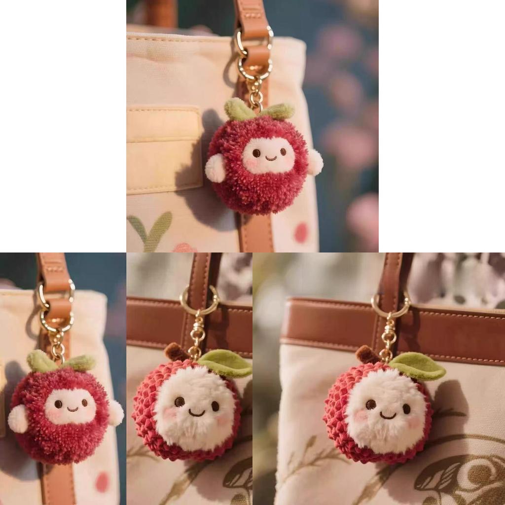 Lychee And Yangmei Plush Keychain With Soft Pp Cotton For Bag Decor