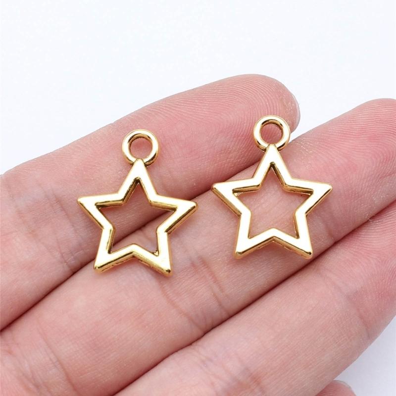 Popular Alloy DIY Accessories Hollow Five-Pointed Star Pendant DIY Handmade Bracelet Necklace Earring Clip Materials