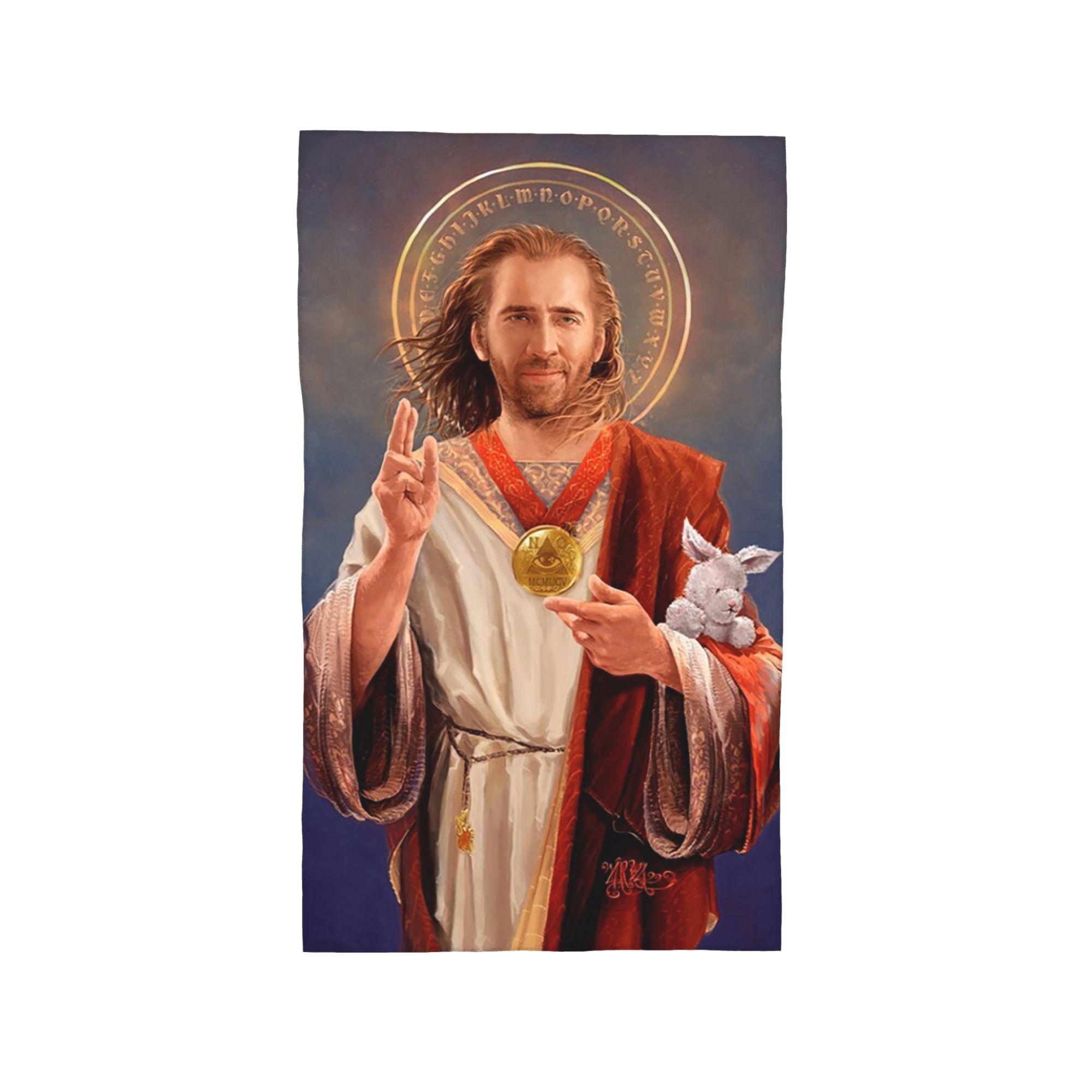 Nicolas Cage, Saint Nicolas of Cage Soft Face Towel Quick Dry Pool Bath Cotton Towels Breathable W30*H60(CM)