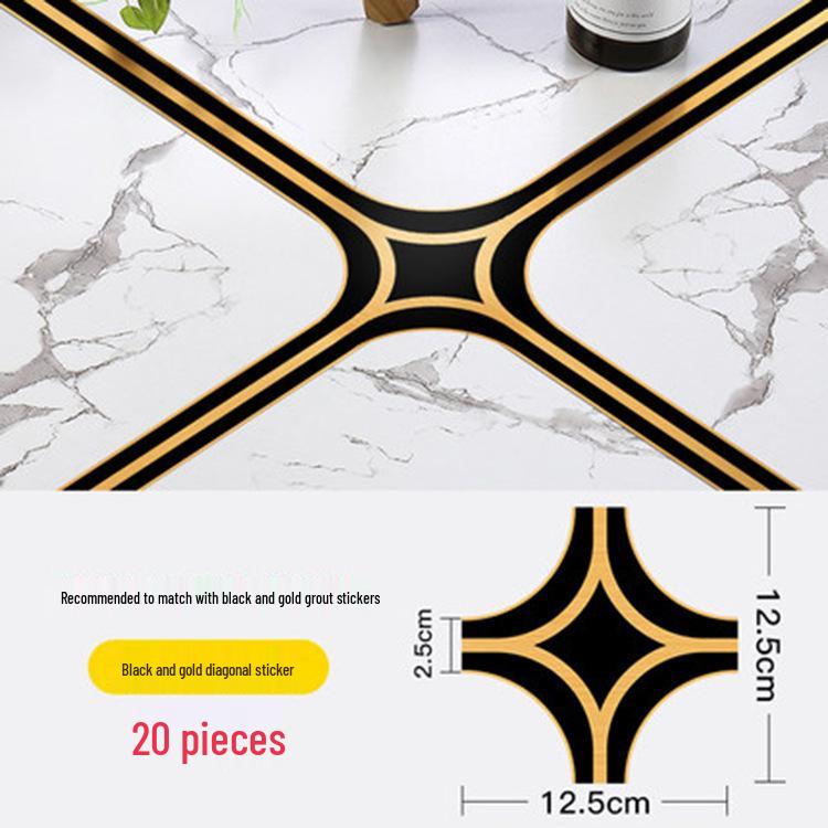 Gilded Black Gold PVC Self-Adhesive Floor and Wall Tile Edge Line Stickers