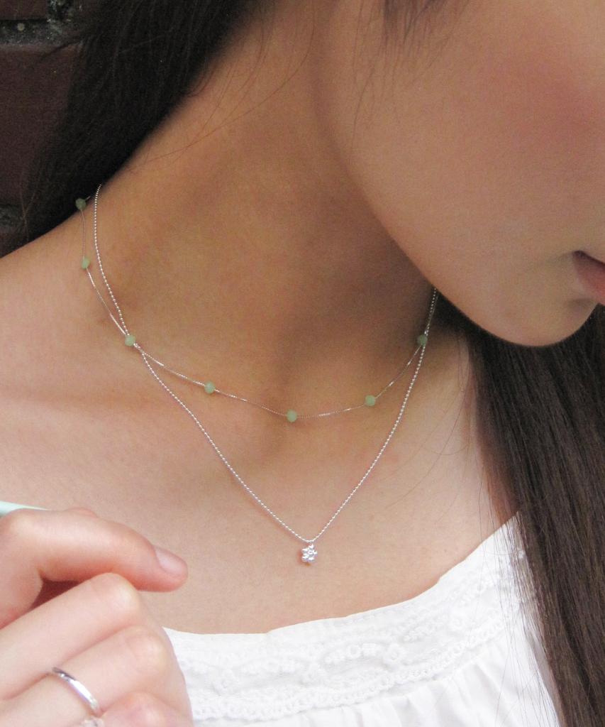 Dungeureon [925 Silver] Apple Green Necklace