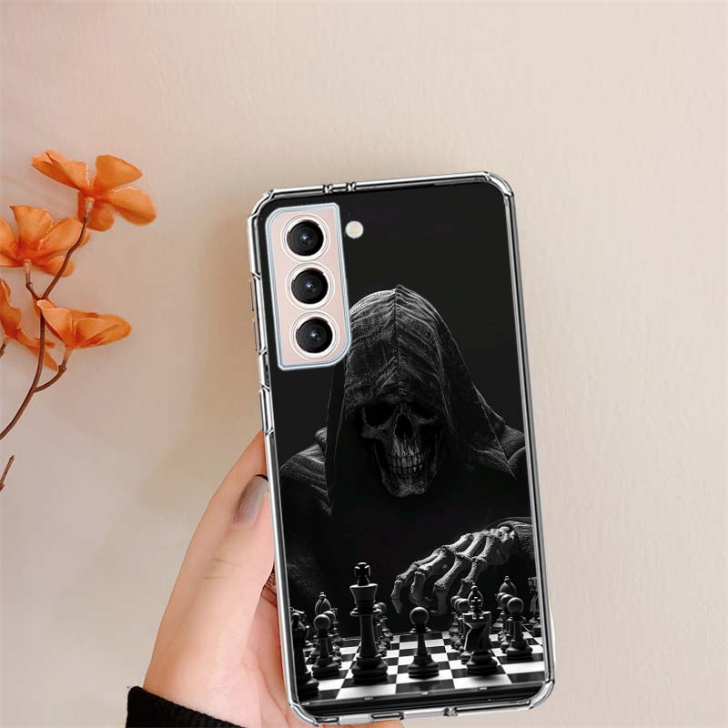 

Grim Reaper s Chess Match Clear Phone Cases for Samsung S26 Ultra Galaxy S25 Edge S24 S23 FE S21 Plus S20 S22 S10 Cover Patterne Samsung S21 FE