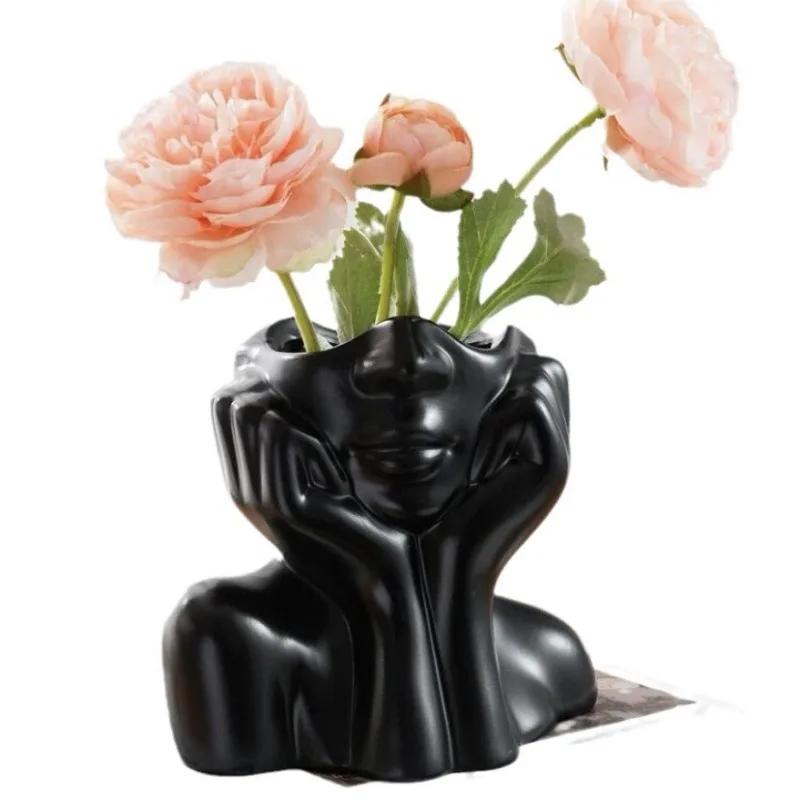 Home Resin Vase Gold White Black Human Body Shaping Art Flower Planter Personalized And Creative Decoration Handicrafts Ornament